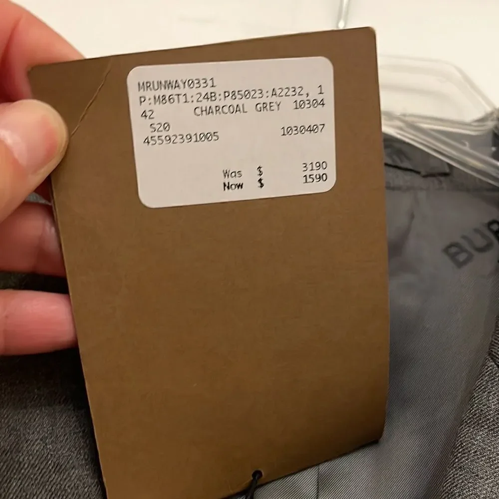 Burberry Charcoal Grey English Fit Wool Tailored Jacket With Cargo Belt Detail
